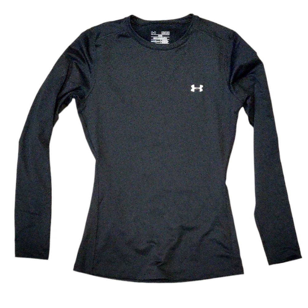 Under Armour Fitted Cold Gear Insulating Long Sleeve Shirt Top Black Medium